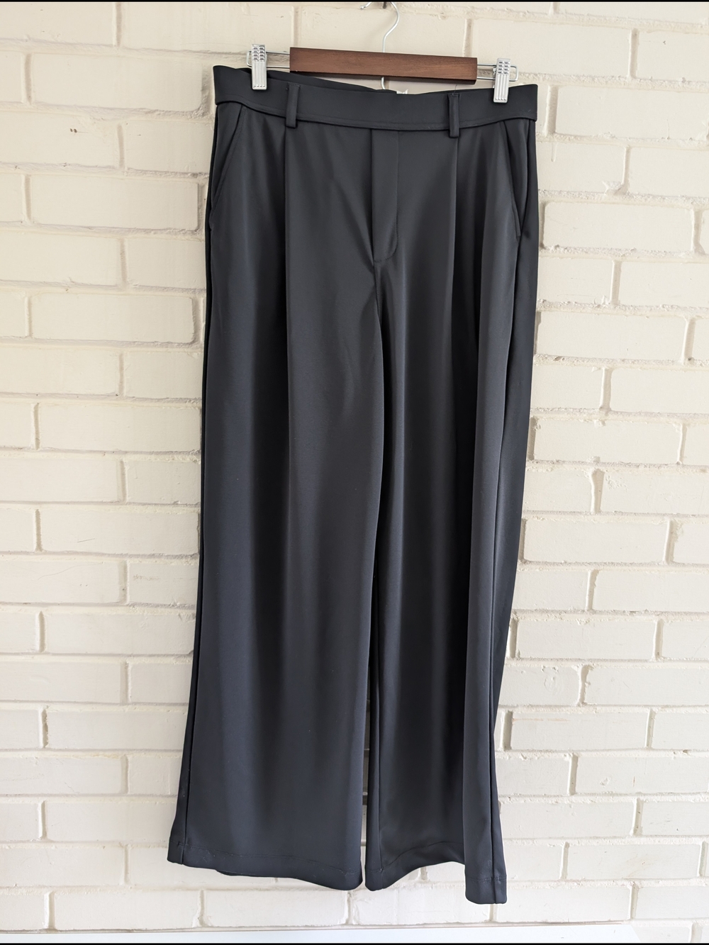 HALARA L Regular Flex High Waisted Pocket Straight Leg Crepe Work Pants Black